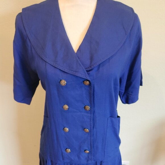 SOLD Vintage Drop Waist Dress with Silver Buttons - Picture 5 of 7